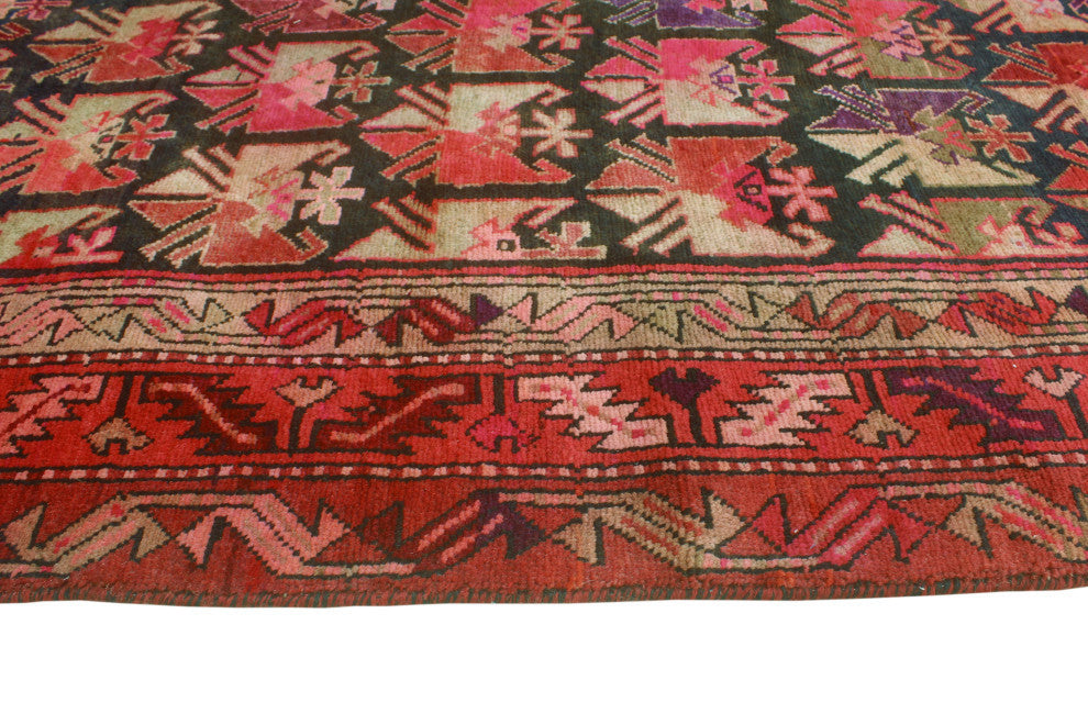 Fine Vintage Distressed Geralynn Charcoal/Pink Runner, 4'2x10'4