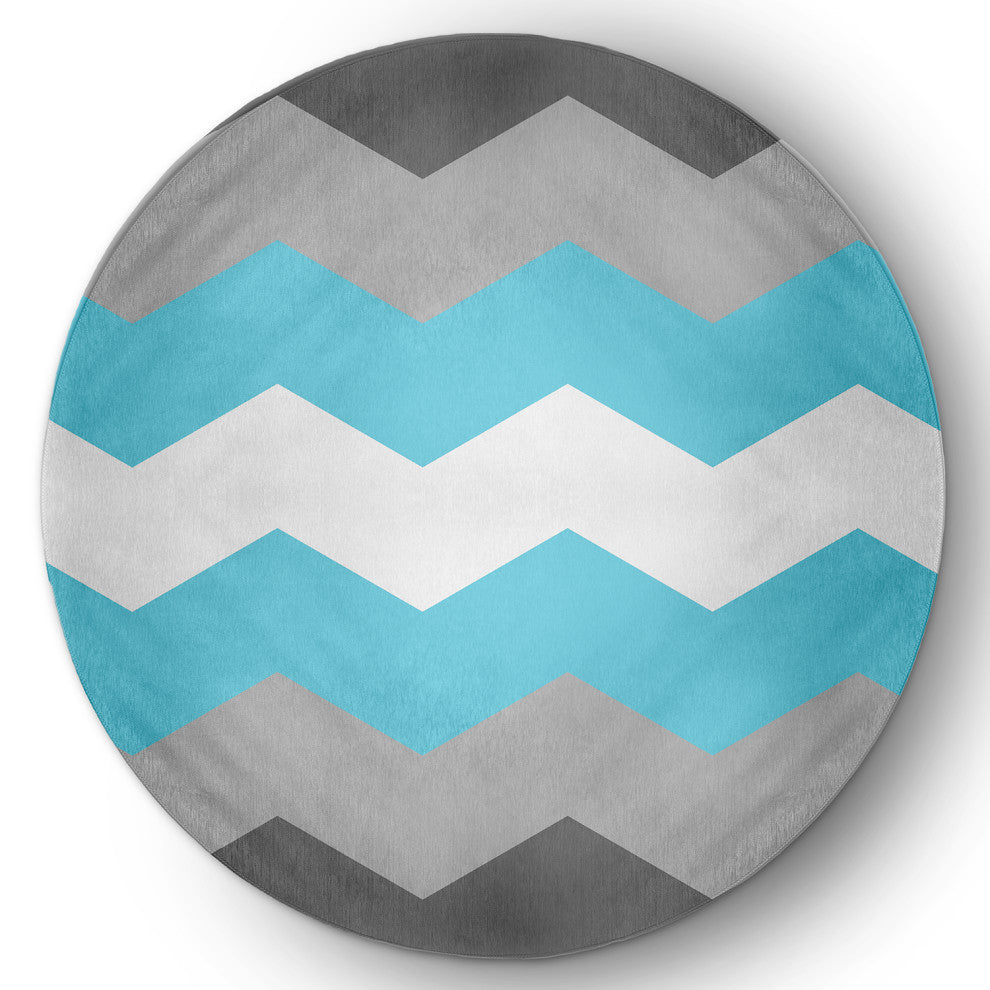 Demi Boy Chevron Chenille Rug, Demi Boy Chevron, 5' Round