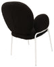 Celestial Boucle Dining Chairs With Arms, White Iron Legs, Black