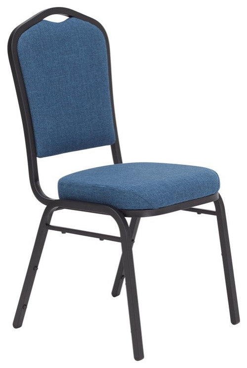 Set of 2 Dining Chair, Cushioned Fabric Seat With Crown Backrest, Natural Blue