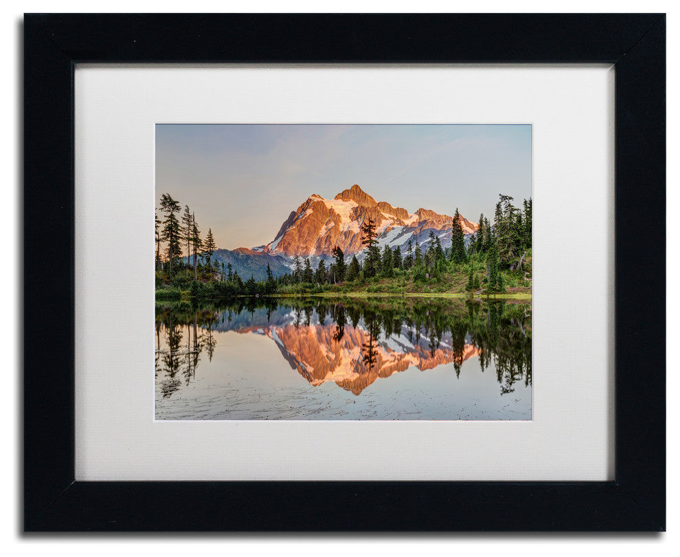 Pierre Leclerc 'Picture Lake Sunset' Matted Art, Black Frame, White, 14x11
