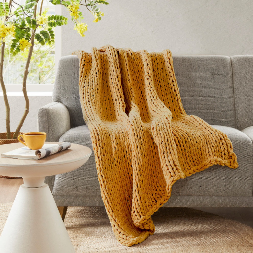 Madison Park Chunky Double Knit Hand Made Throw Blanket