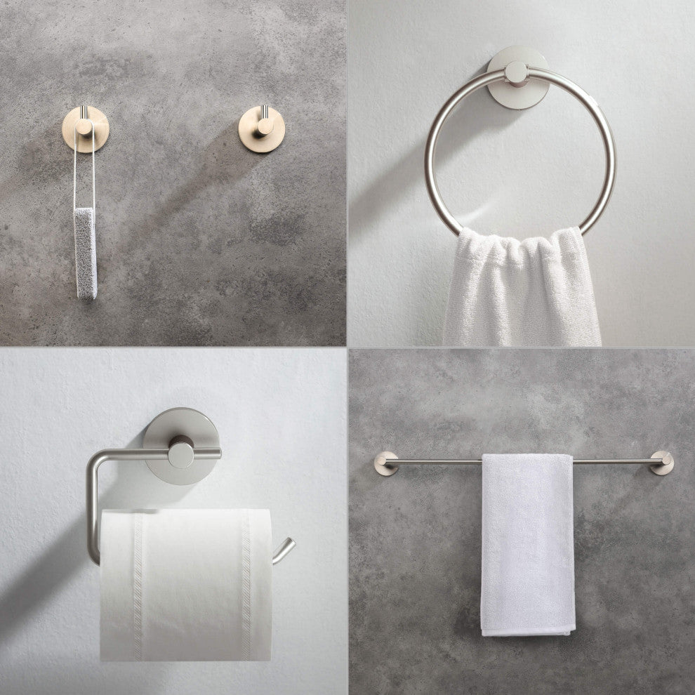 Circular 5-Piece Bathroom Hardware Set, Brushed Nickel