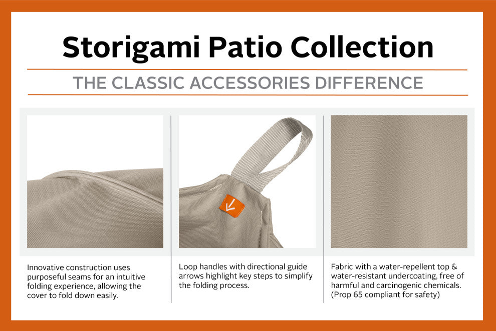 Storigami Easy Fold General Purpose Patio Furniture Cover, Goat Tan, X-Large