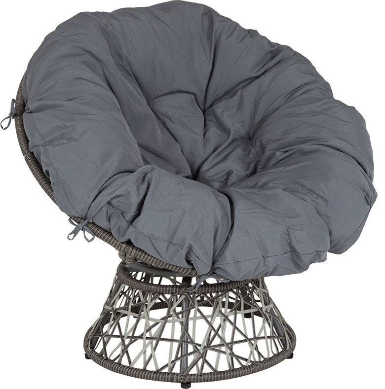 Bowie Comfort Series Swivel Patio Chair with Dark Gray Cushion