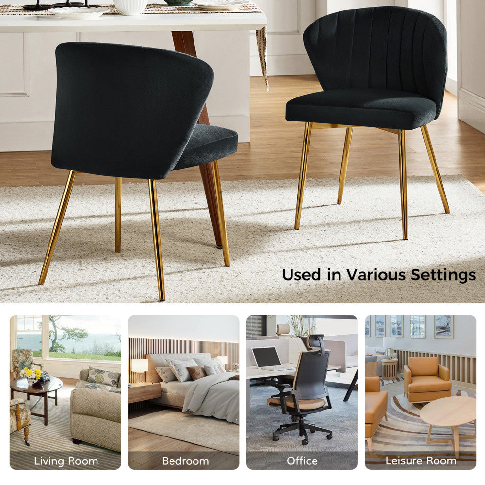 Luna Contemporary Side Chair With Tufted Back, Black