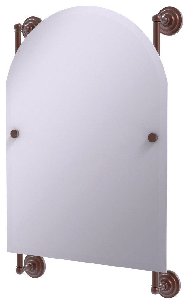 Prestige Que New Arched Top Frameless Rail Mounted Mirror, Antique Copper