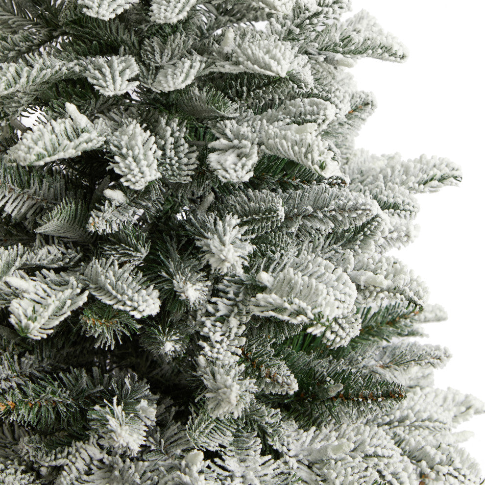 4' Flocked North Carolina Fir Faux Xmas Tree W/White Lights & Bendable Branches