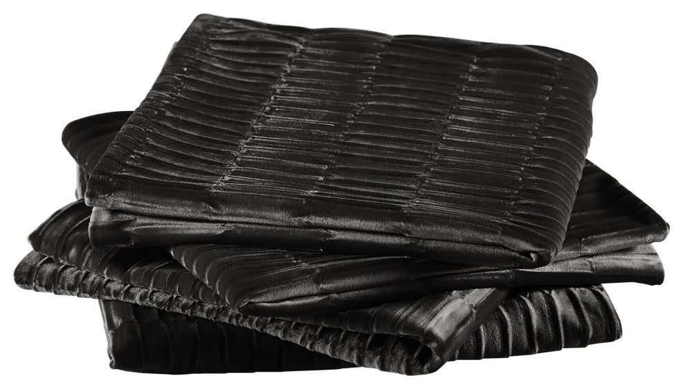 Pleated Velvet Pillow Cover 4 Piece Set, Gun Metal, 20" X 20"