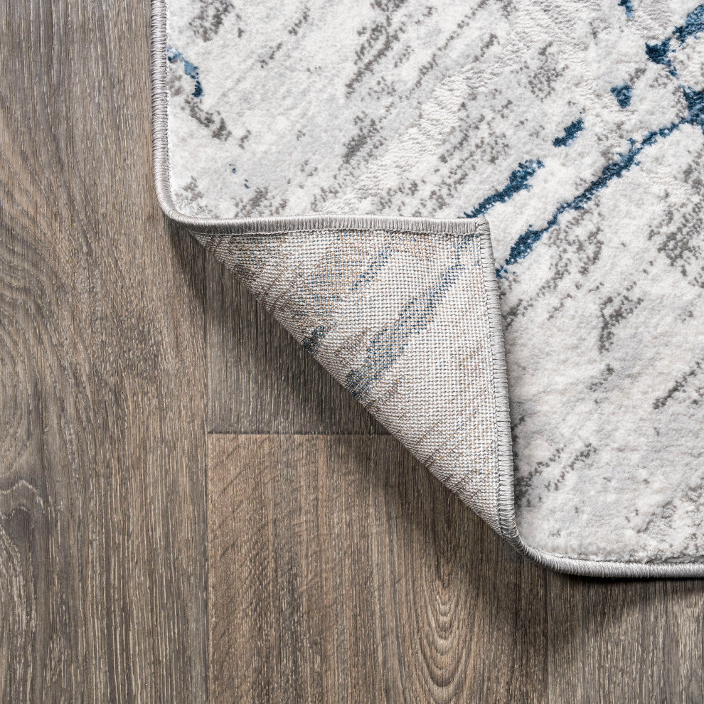 Slant Modern Abstract Area Rug, Gray/Blue, 3 X 5