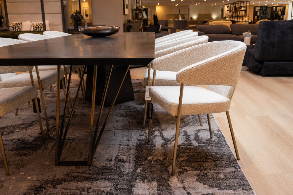 Modrest Claudine Modern Light Grey Fabric and Antique Brass Dining Chair