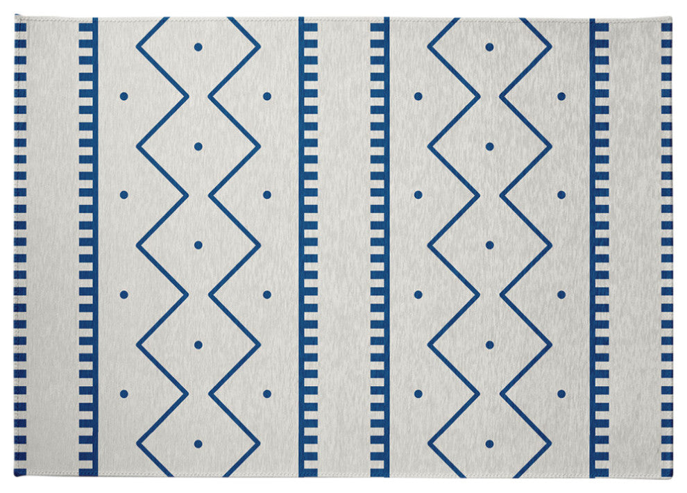 Mudcloth Spring Chenille Rug, Dark Cobalt Blue, 5'x7'