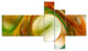 Circled Green Psychedelic Texture, Abstract Art on Canvas, 60"x32", 5 panels