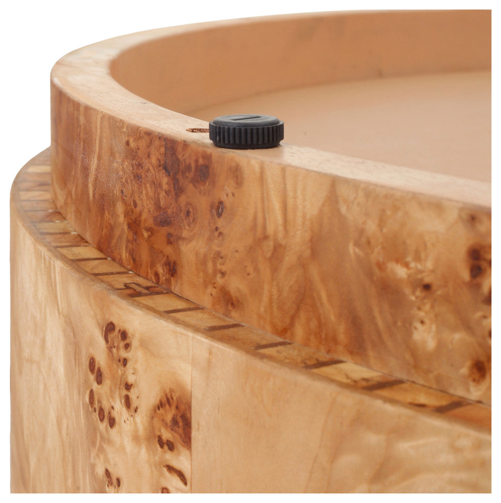 Arsenio Burl Wood Round Table, Natural Burl, Coffee Table
