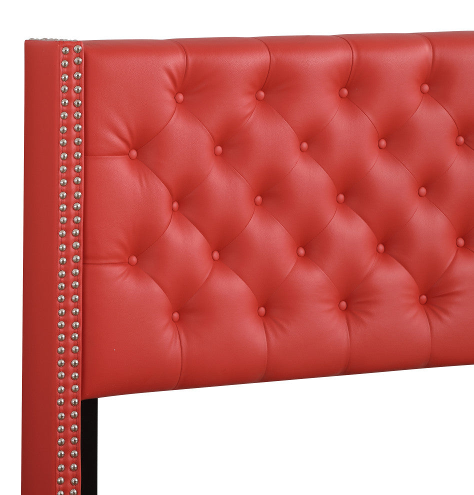 Mina Upholstered Faux Leather Bed, Red, King