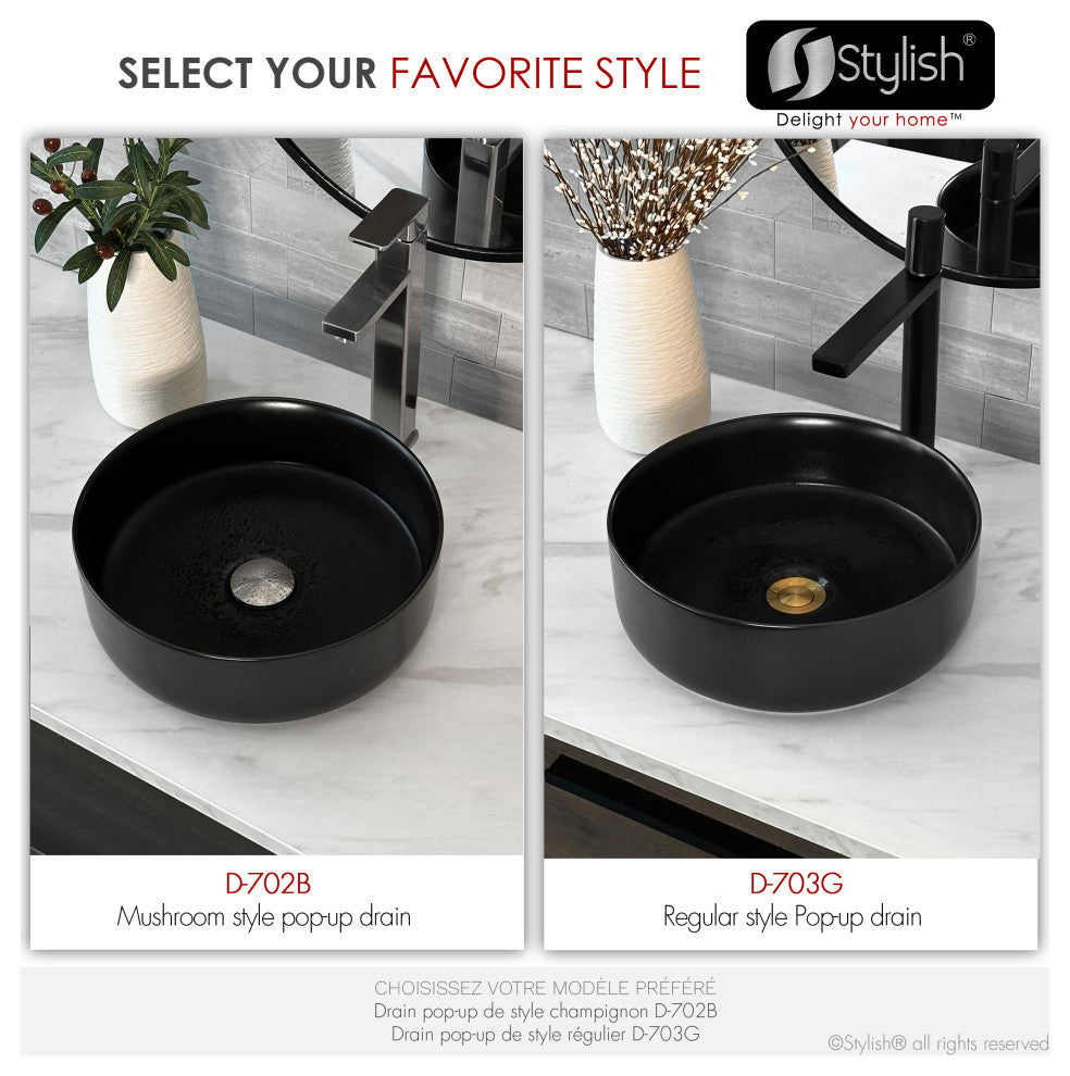STYLISH Brushed Nickel Pop-Up Bathroom Sink Drain without Overflow