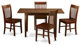 5 Pc Small Kitchen Table Set - Table With A 12In Leaf And 4 Dining Chairs