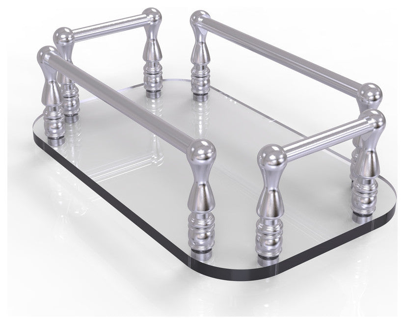 Vanity Top Glass Guest Towel Tray, Satin Chrome