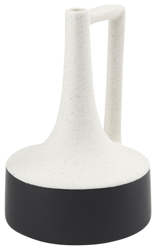 Burton 11.6H Medium White and Black Ceramic Jug Vase