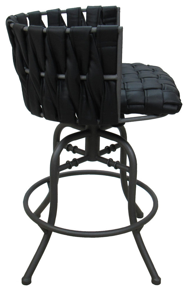 Metalona Swivel Tilt Bar Stool, Black Vinyl, Gray, 30"