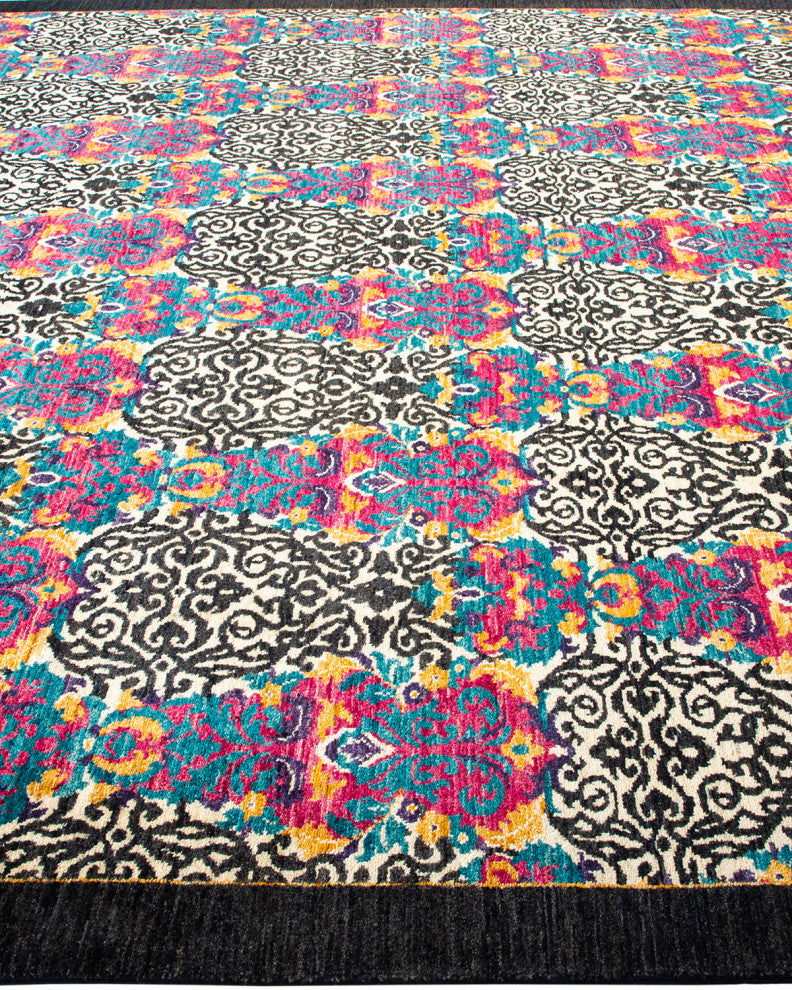 Suzani, One-of-a-Kind Hand-Knotted Area Rug Black, 8' 0" x 10' 0"