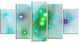 Green Fractal Lights in Fog, Contemporary Wall Art Canvas, 60"x32", 5 Panels