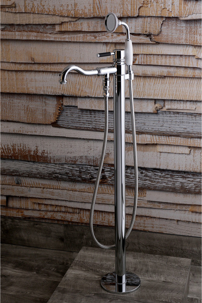 Kingston Brass Freestanding Tub Faucet With Hand Shower, Polished Chrome