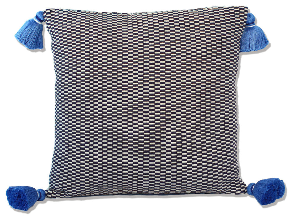 Ella Square Pillow, Navy and Natural