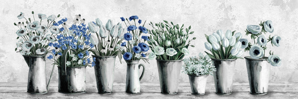 "Tulips and Blues" Painting Print on Wrapped Canvas