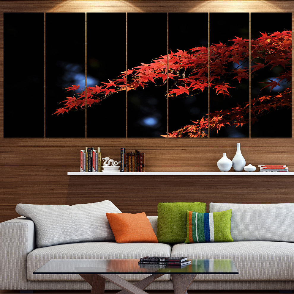 Fall Foliage of Maple Leaves, Abstract Canvas Art Print, 83"x32", 7 Panels