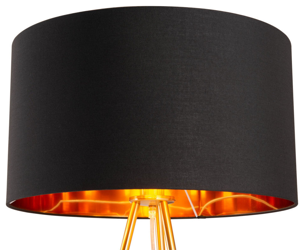 Floor Lamp Light, Steel Metal, Black, Gold, Kitchen Lounge Cafe Bistro Lobby