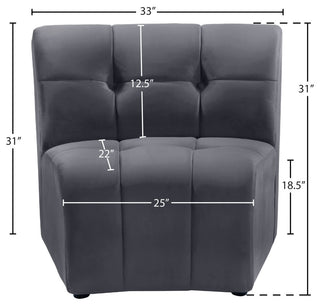 Limitless Velvet Upholstered 1-Piece Modular Chair, Gray