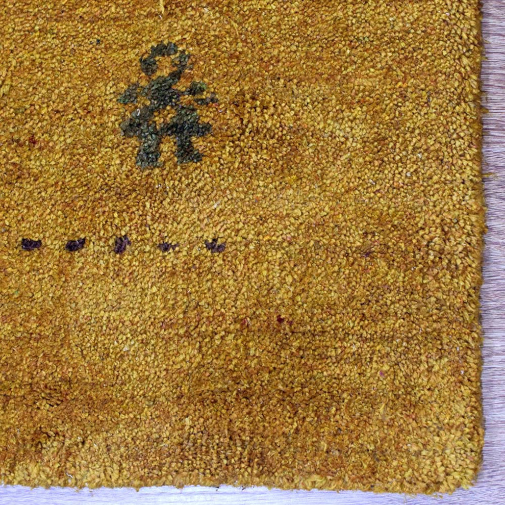 HAND KNOTTED LOOM SILK ECO-FRIENDLY AREA RUGS -5'x8',Rectangle,Gold,Contemporary