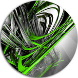 Fractal 3D Green Silver Stripes, Abstract Art Round Wall Art, 23"