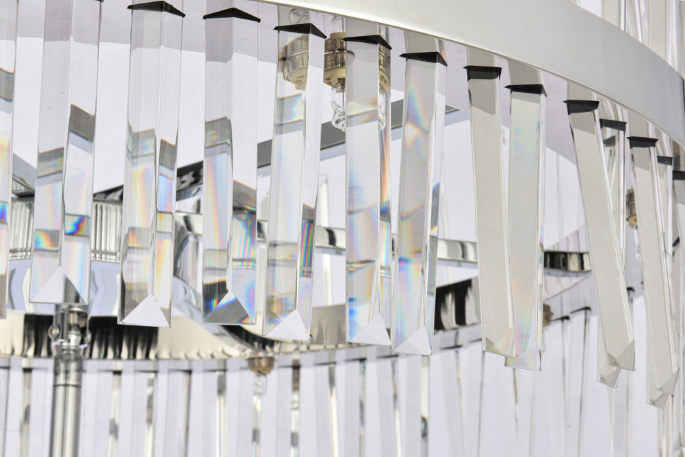 Home Living 36" 3 Tiers Crystal Round Chandelier Light, Chrome