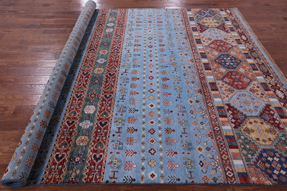 8' 2" X 11' 6" Hand Knotted Tribal Persian Gabbeh Wool Rug Q7574