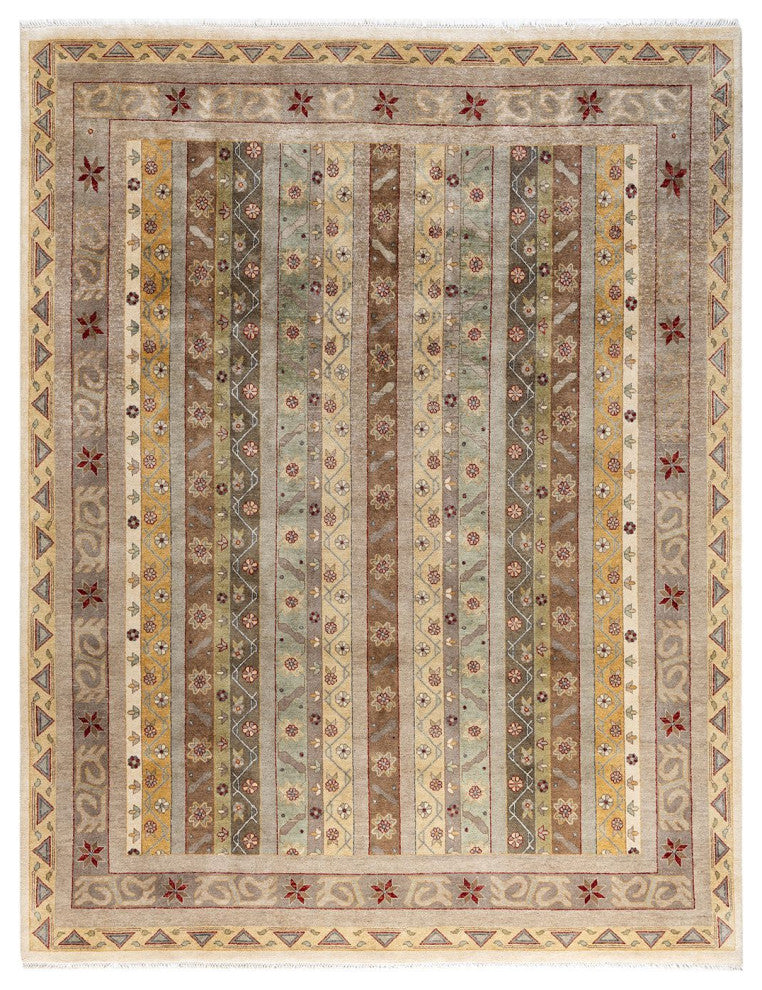 Ikat One-of-a-Kind Hand-Knotted Area Rug Beige, 8' 1" x 10' 4"