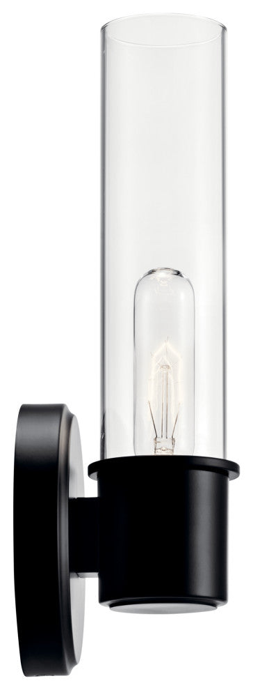 Aviv 13" 1 Light Wall Sconce With Clear Glass, Black