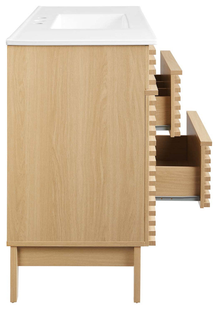 Render 48" Single Sink Bathroom Vanity, Oak White