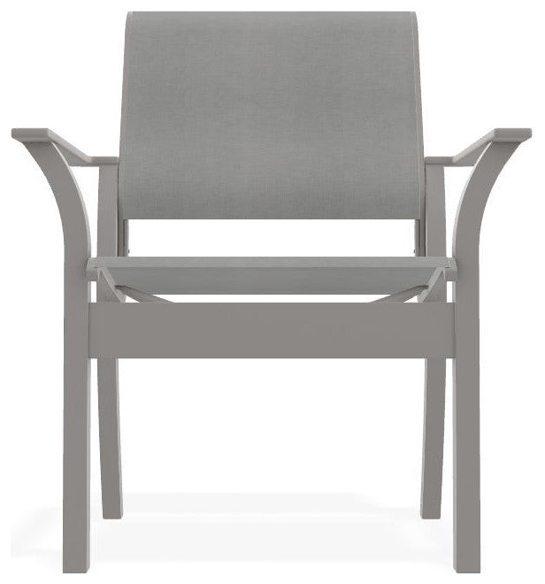 Leeward Sling Stackable Outdoor Dining Chair, Alloy/Warm Gray