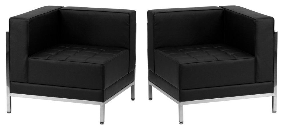 Hercules Imagination Series Black Leather 2-Piece Corner Chair Set