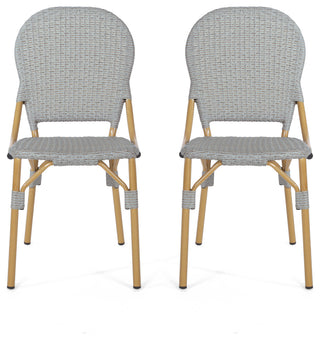 Gallia Outdoor Aluminum French Bistro Chairs (Set of 2)