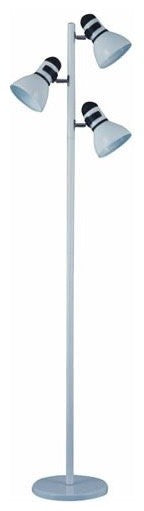 Contemporary Three Light Tree Lamp, 65" Tall, White