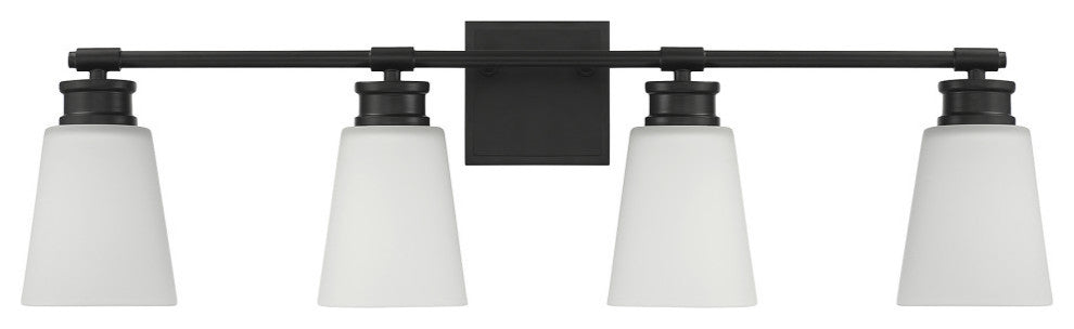 4-Light Bathroom Vanity Light, Matte Black