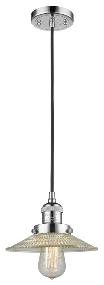 1-Light Dimmable LED Halophane 10" Mini Pendant, Polished Chrome
