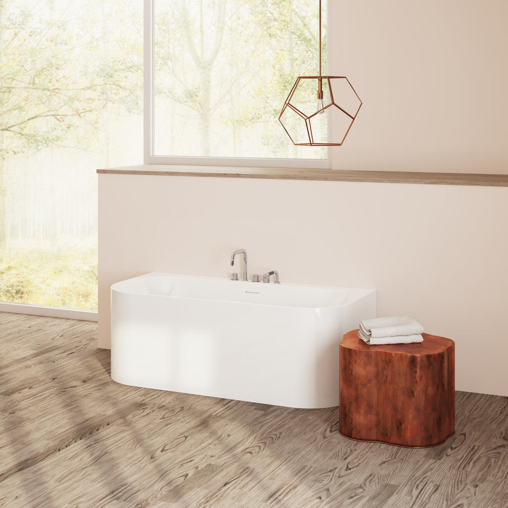 Perlato Almeria Back to Wall Soaking Tub, 65"