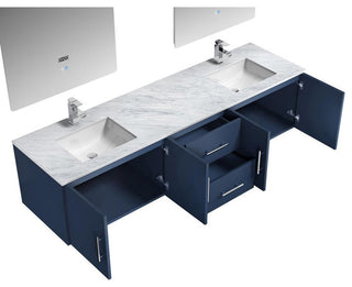 Geneva Transitional Navy Blue 80" Double Vanity Set