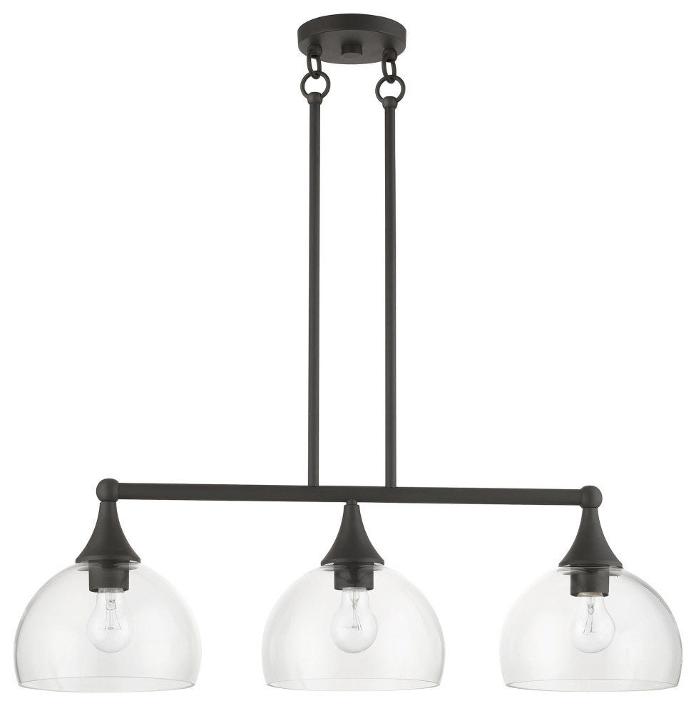 3 Light Bronze Linear Chandelier