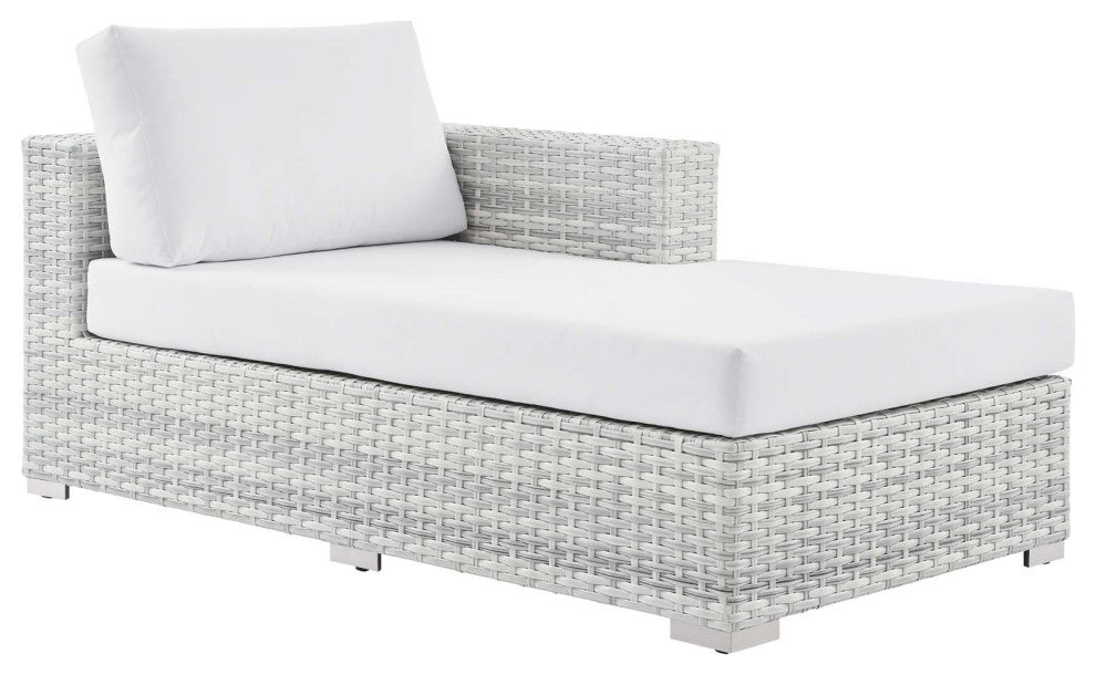 Lounge Sectional Sofa Chair Set, Rattan, Wicker, Gray White, Outdoor