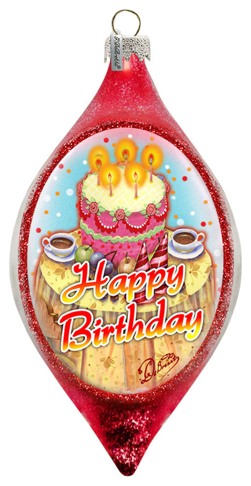 Happy Birthday Drop Glass Orn